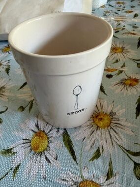 Rae Dunn White Ceramic Spoon Crock